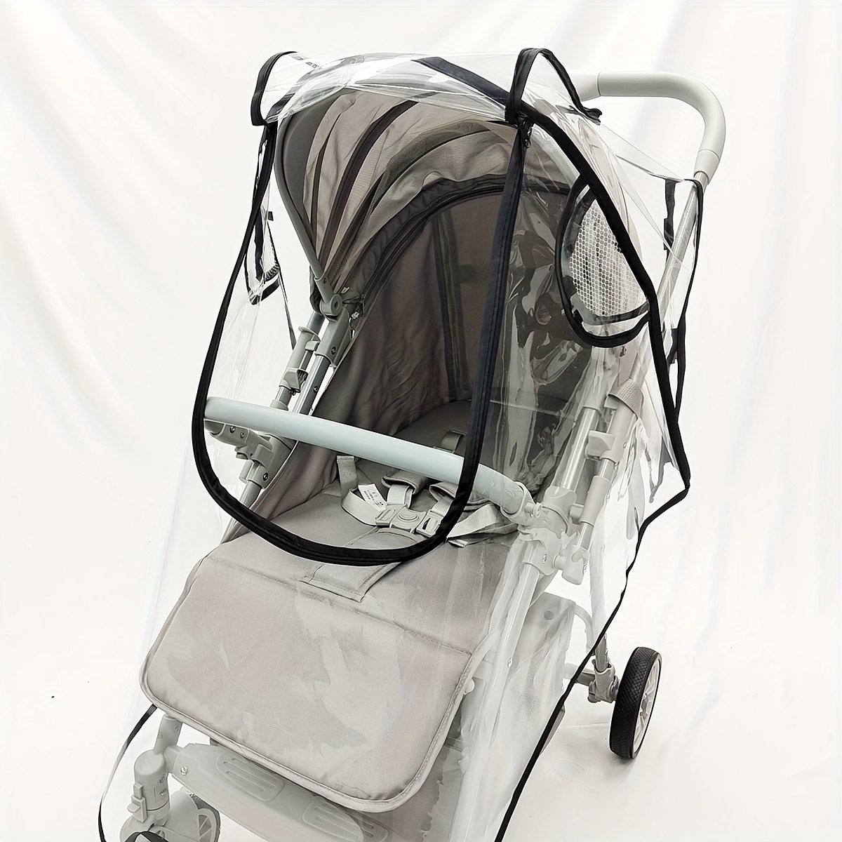 Universele waterdichte regenhoes voor kinderwagens Kinderwagenaccessoires Transparante stofkap Open ritssluiting Paraplu Regenachtig seizoen Waterdicht - Zipper EVA – foto 6