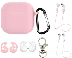Studio Air® Airpods 4 Hoesje - Luxe Set met 7 items - Soepele Siliconen Case - Roze