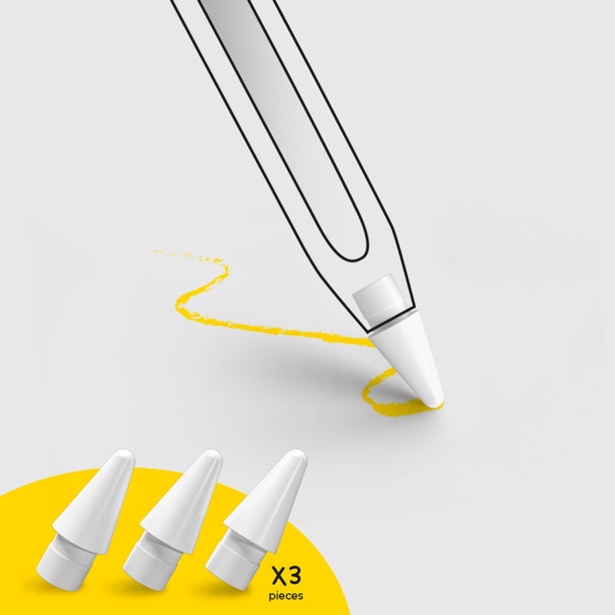 Doodroo Vervangingstips voor Apple Pencils - van de 1e en 2e generatie, 3 Stuks