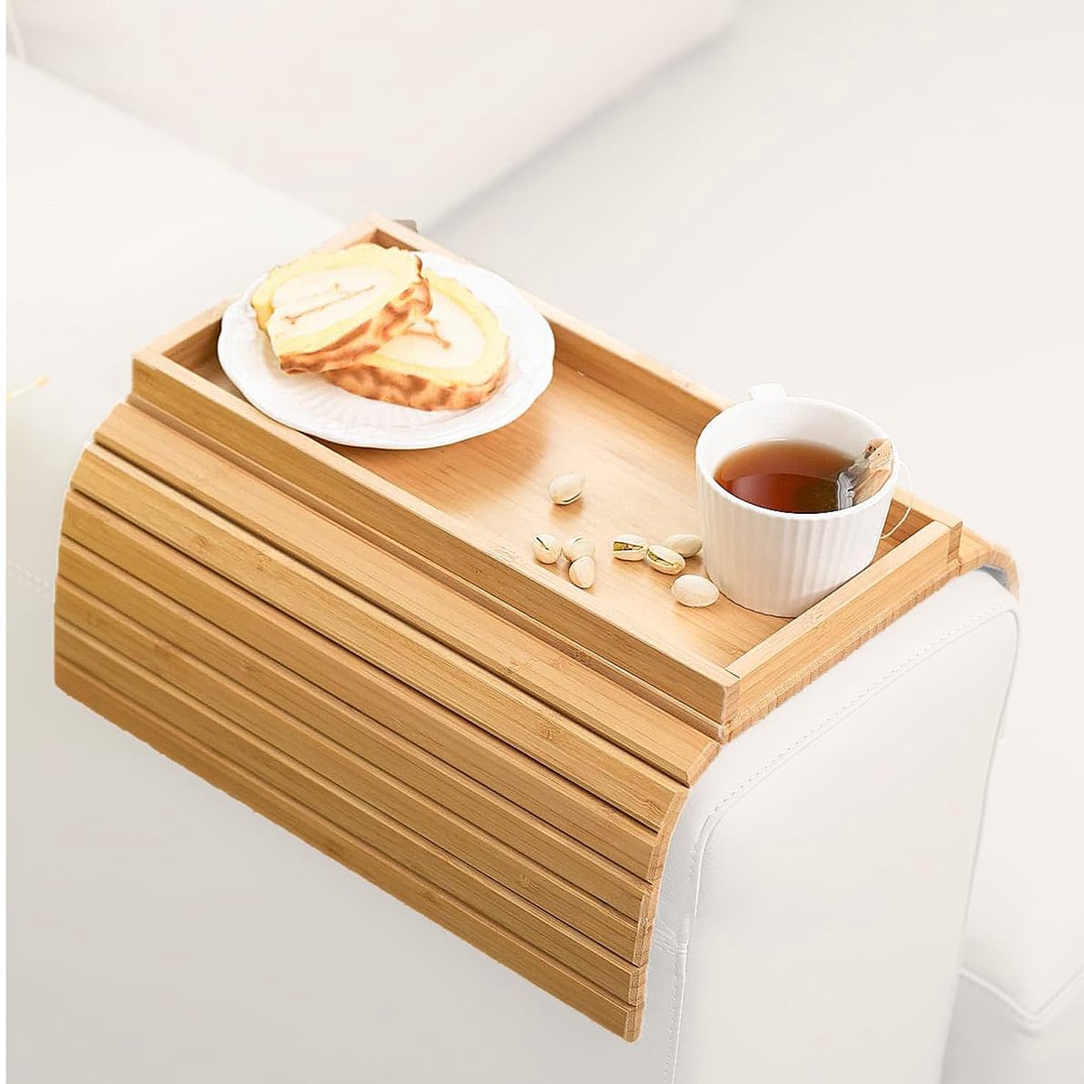 Azomor® Opvouwbaar armleuning dienblad voor bank met antislip en bekerhouder