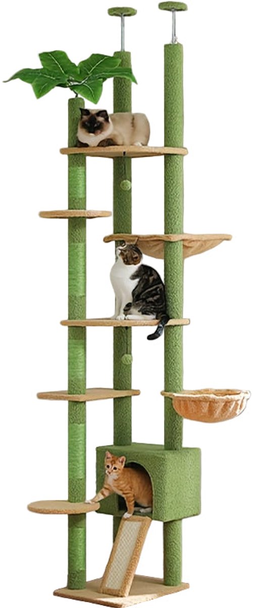 Kattenboom – Kattenkrabpaal – Kattenhuis – Kattenklimpaal – Krabpaal – Verstelbaar tot Plafond – Fiberboard & Comfortabele Hangmat – Warm Bruin Kattenboom – Kattenkrabpaal – Kattenhuis – Kattenklimpaal – Krabpaal – Verstelbaar tot Plafond – Fiberboard & Comfortabele Hangmat – Warm Bruin