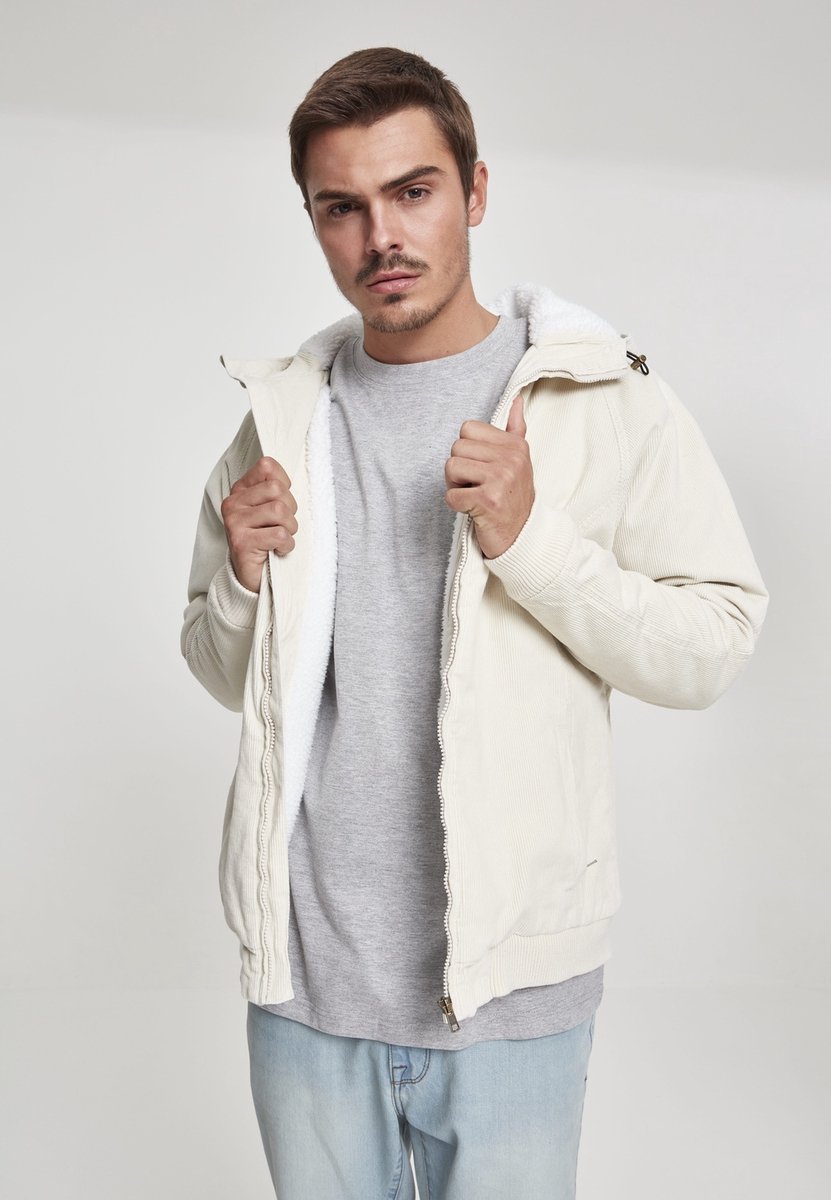 Urban Classics Vest met capuchon -M- Corduroy Creme