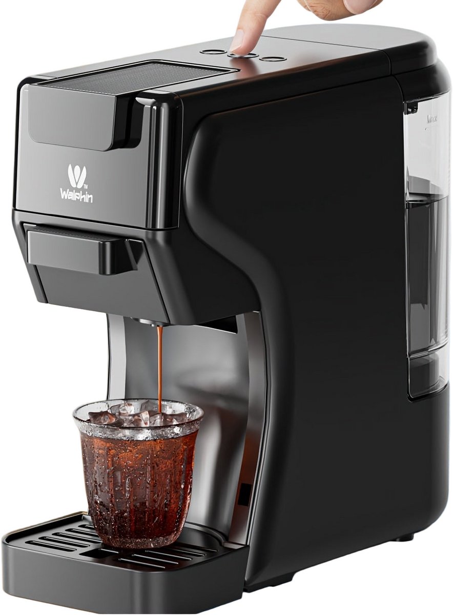 3-in-1 Koffiemachine – Espressozetapparaat – Cappuccinomachine – Latte Macchiato Maker – Capsule Koffiezetter – 19 Bar Drukpomp – Geschikt Voor Dolce Gusto, Nespresso & Gemalen Koffie – Compact Zwart Design