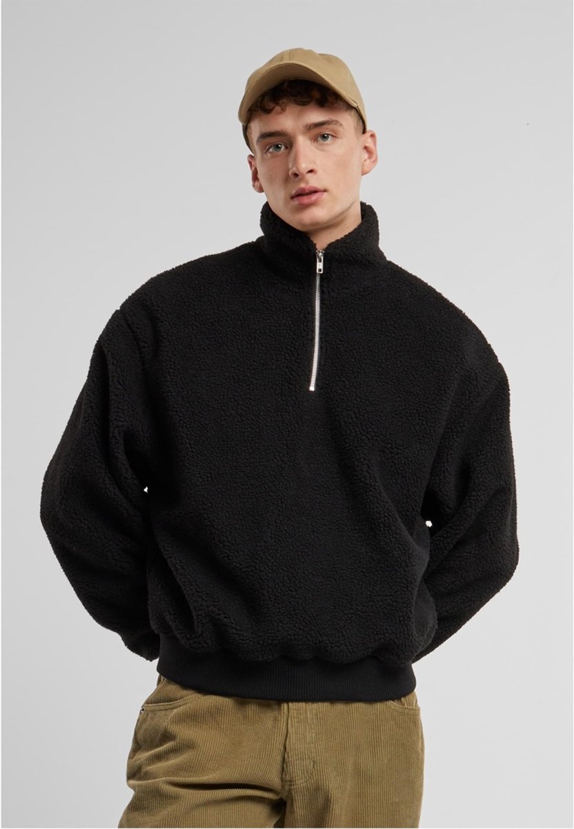 Urban Classics Oversized Teddy Troyer Sweater/trui 4XL Zwart