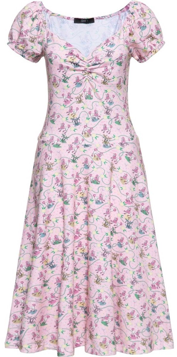 Queen Kerosin Damen Poodle Allover-Print Swingkleid Pink-S