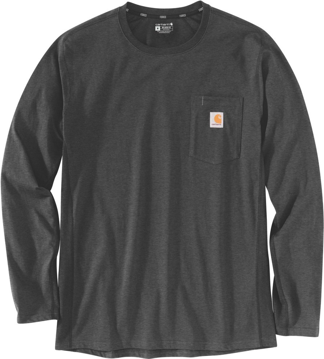 Carhartt Damen Longsleeve Force Flex Pocket T-Shirt L/S Carbon Heather-S Grijs
