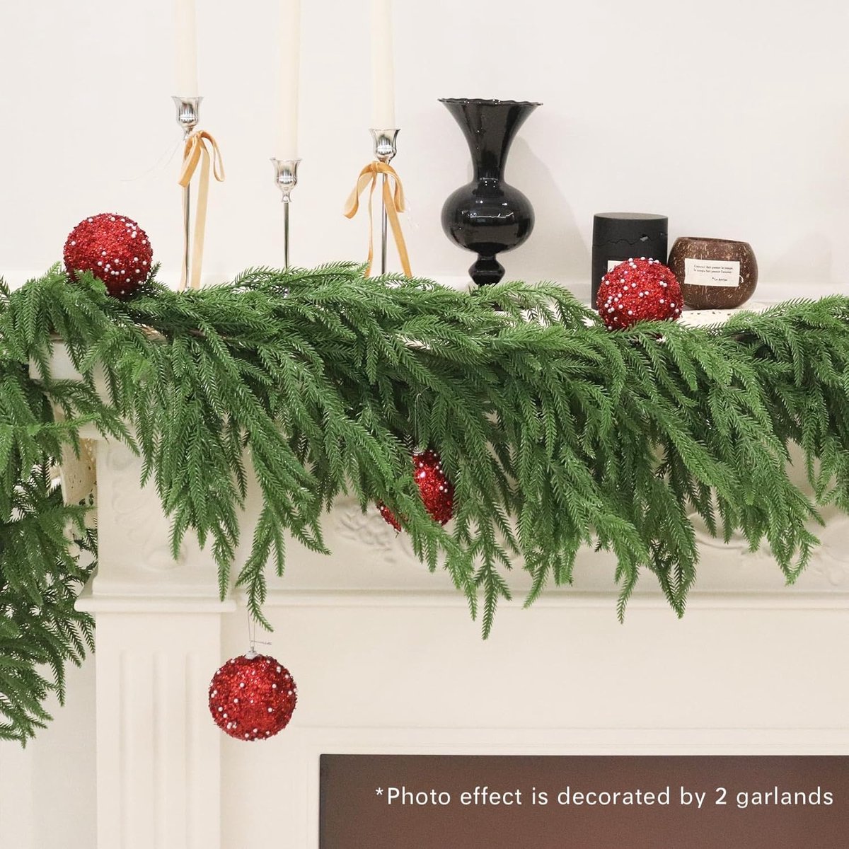 Kunstmatige kerstslinger - 2,7 m - Pine Garland - Kerstslinger - Prelit Kerstslinger - Lange faux groene slinger - Krans - Kerstboom Slinger - Kerstdecoratie - Voor vakantie, open haard, mantel, raam, trap, binnen, buitendecoratie - Groen – foto 2