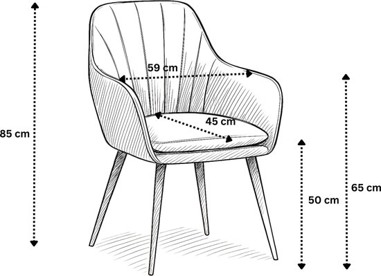 Colenis® - Chaise de salle à manger Melissa - Set de 2 - Jaune ocre - Velours - Avec accoudoir