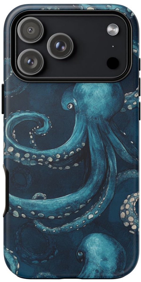 Blauw Octopuspatroon – Telefoonhoesje Geschikt voor iPhone 17 Pro Max