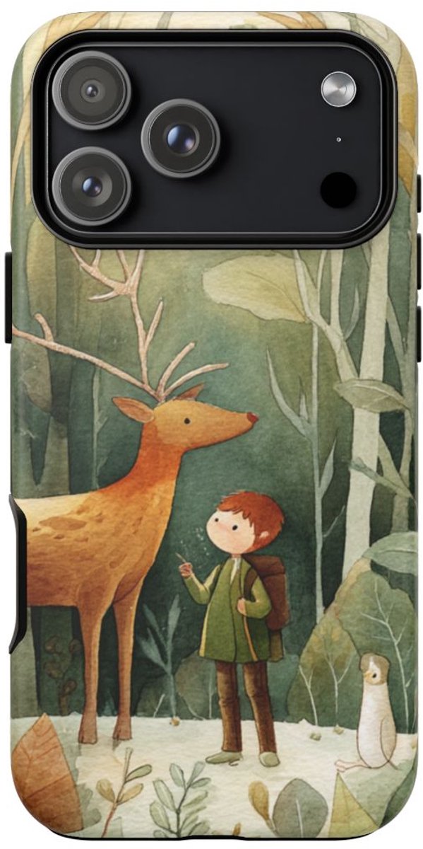 Kind en Hert in Warm Bos met Waterverf – Telefoonhoesje Geschikt voor iPhone 17 Pro Max