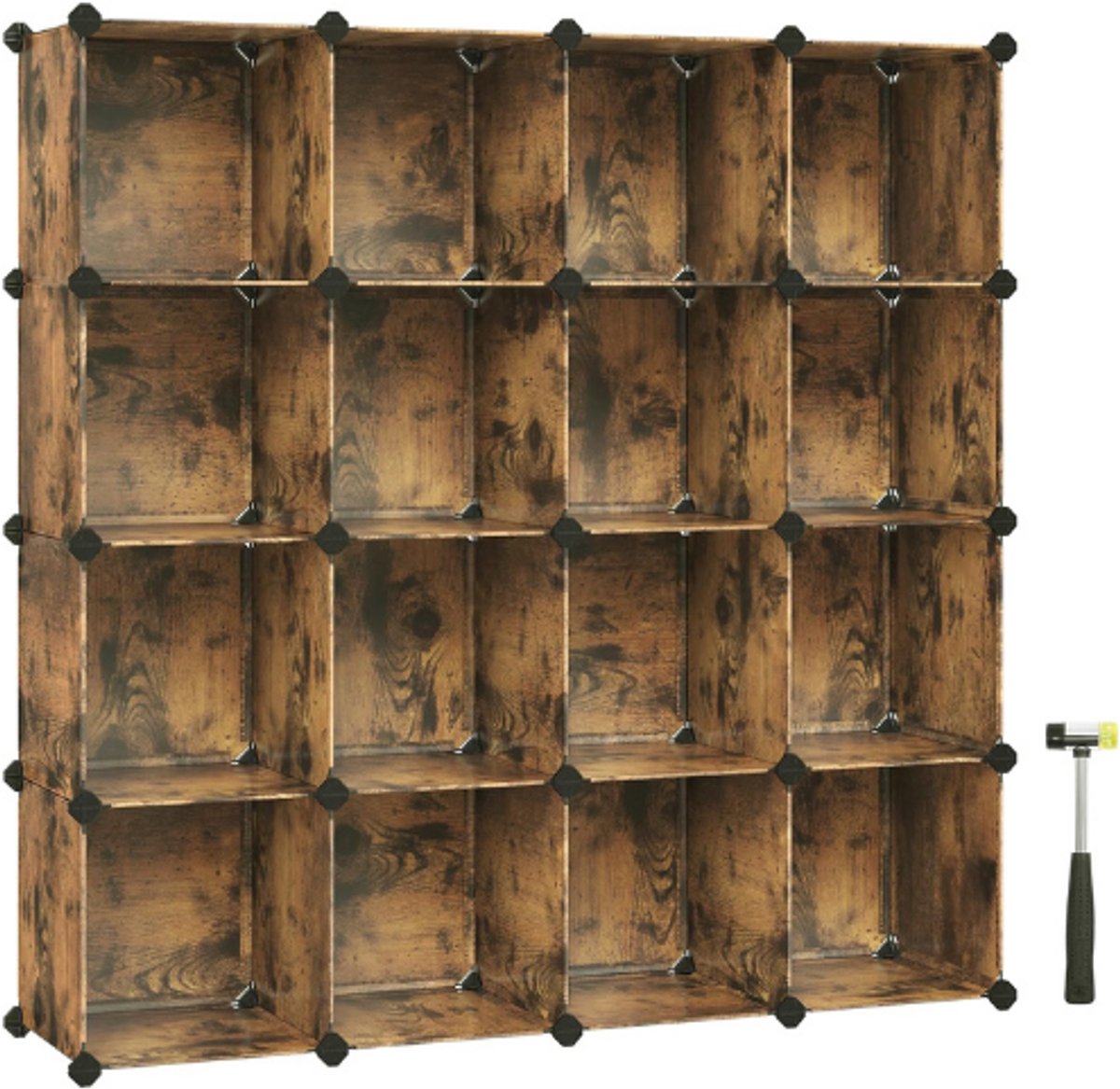BOG Wandkast Met 15 Vakken - Stapelbaar Schoenenrek En Opbergkast - Kunststof Organizer Voor Slaapkamer Kledingkast En Kantoor - Roomdivider Van PP Plastic BRUIN