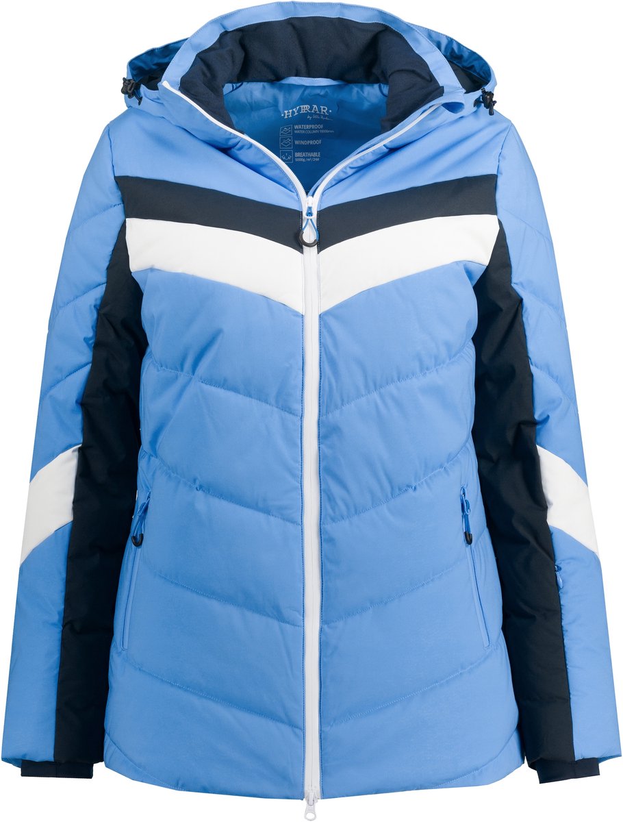 Ulla Popken - Dames - ski-jas waterdicht sneeuwvanger 2-wegzipper - Pastel petrol - Maat 46+