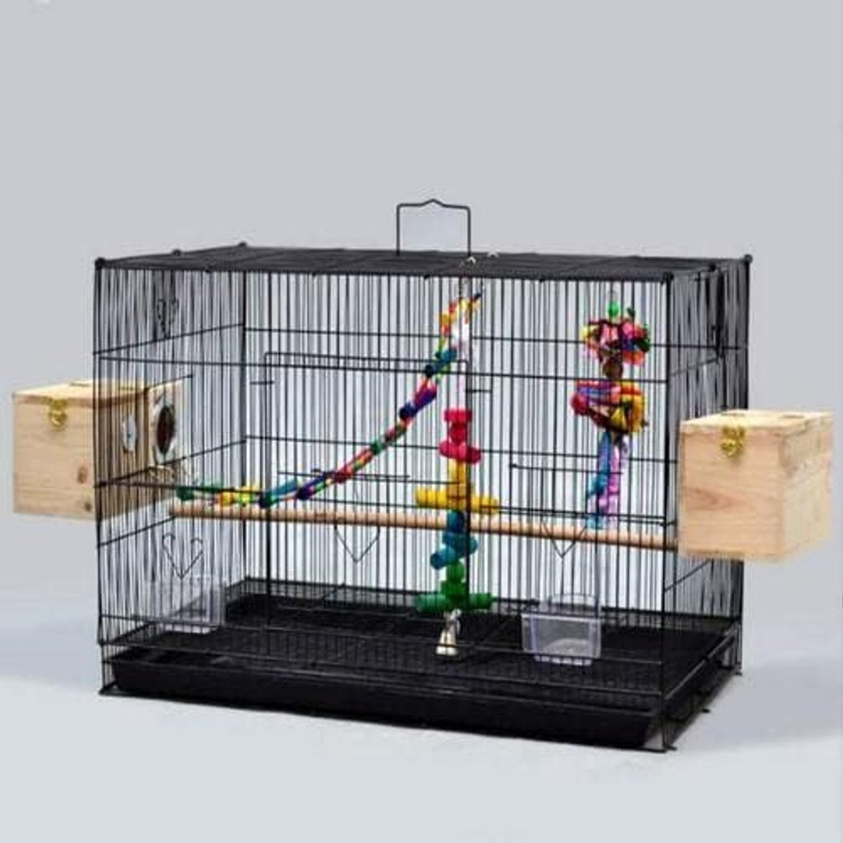 Ruime Vogelkooi met Uittrekbare Lade en Houten Zitstangen voor Papegaaien en Vogels - 75,5 x 45 x 45 cm