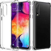 DrPhone Samsung A50 TPU Hoesje - Siliconen Bumper Case met Verstevigde randen – transparant