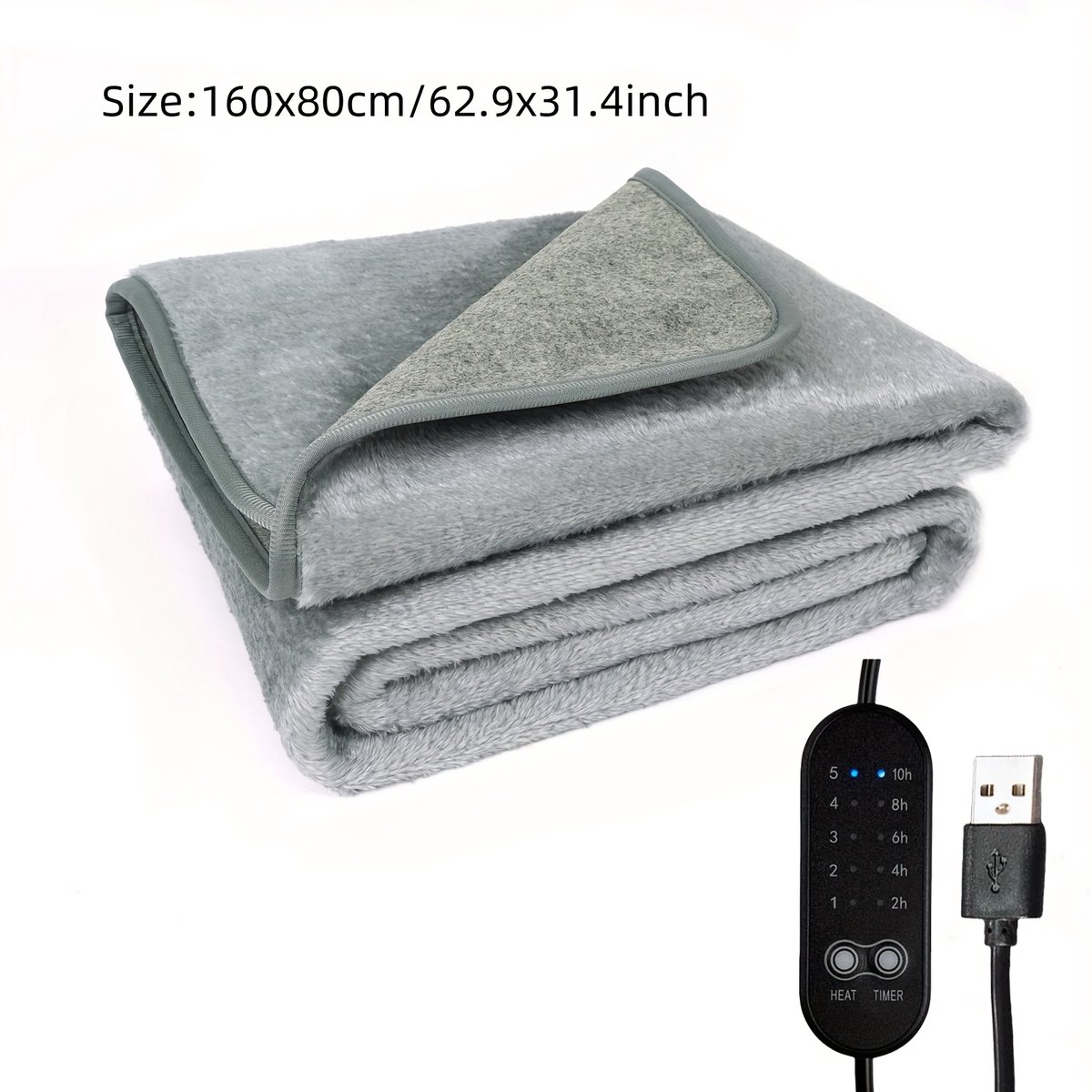 elektrische deken - heated blanket - USB Verwarmde Matrasmat met 5-Niveaus Timer & Temperatuurregeling - Schoon te Maken, Veilige Technologie, Voor Individueel Gebruik, Outdoor Liefhebbers
