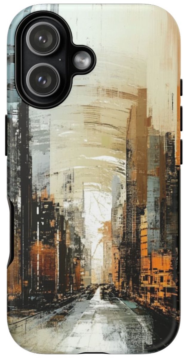 Abstracte Stadsgezicht in Warme Kleuren – Telefoonhoesje Geschikt voor iPhone 17