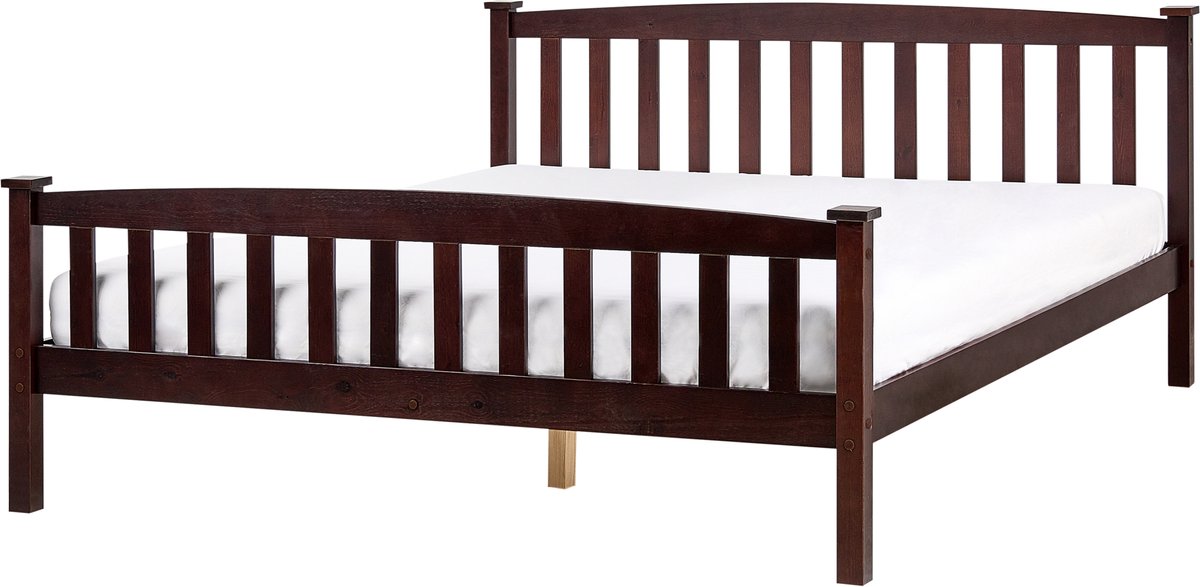 BELIANI GIVERNY - Bed - Donkerbruin - 160 x 200 cm - Dennenhout