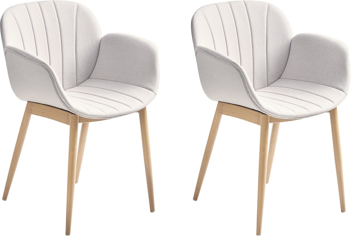 Alice - Eetkamerstoel set van 2 - Lichtgrijs - Polyester