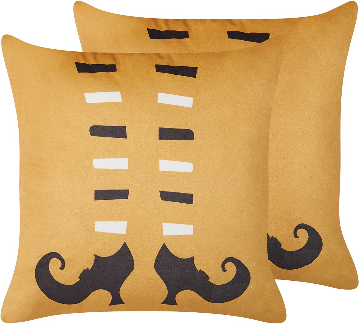 Beliani COVASNA - Sierkussen set van 2 - Oranje - 45 x 45 cm - Fluweel