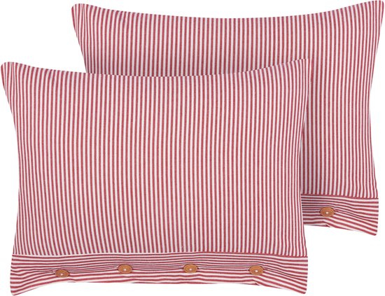 AALITA - Sierkussen lot de 2 - Rouge/ Wit - 40 x 60 cm - Katoen