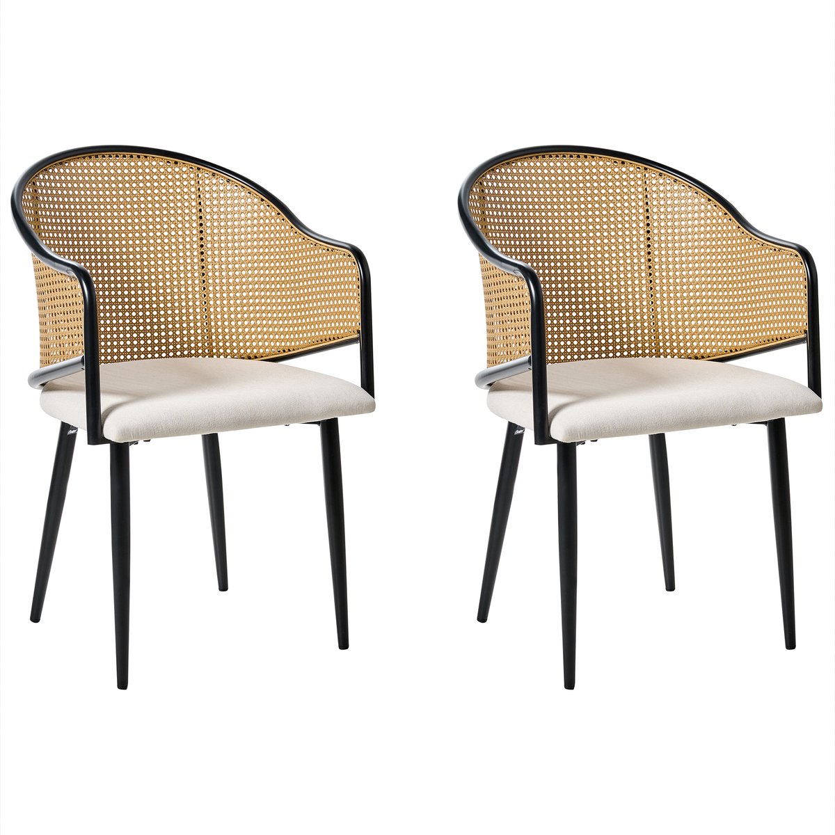 WEIMAR - Eetkamerstoel set van 2 - Zwart/Gebroken wit - Polyester