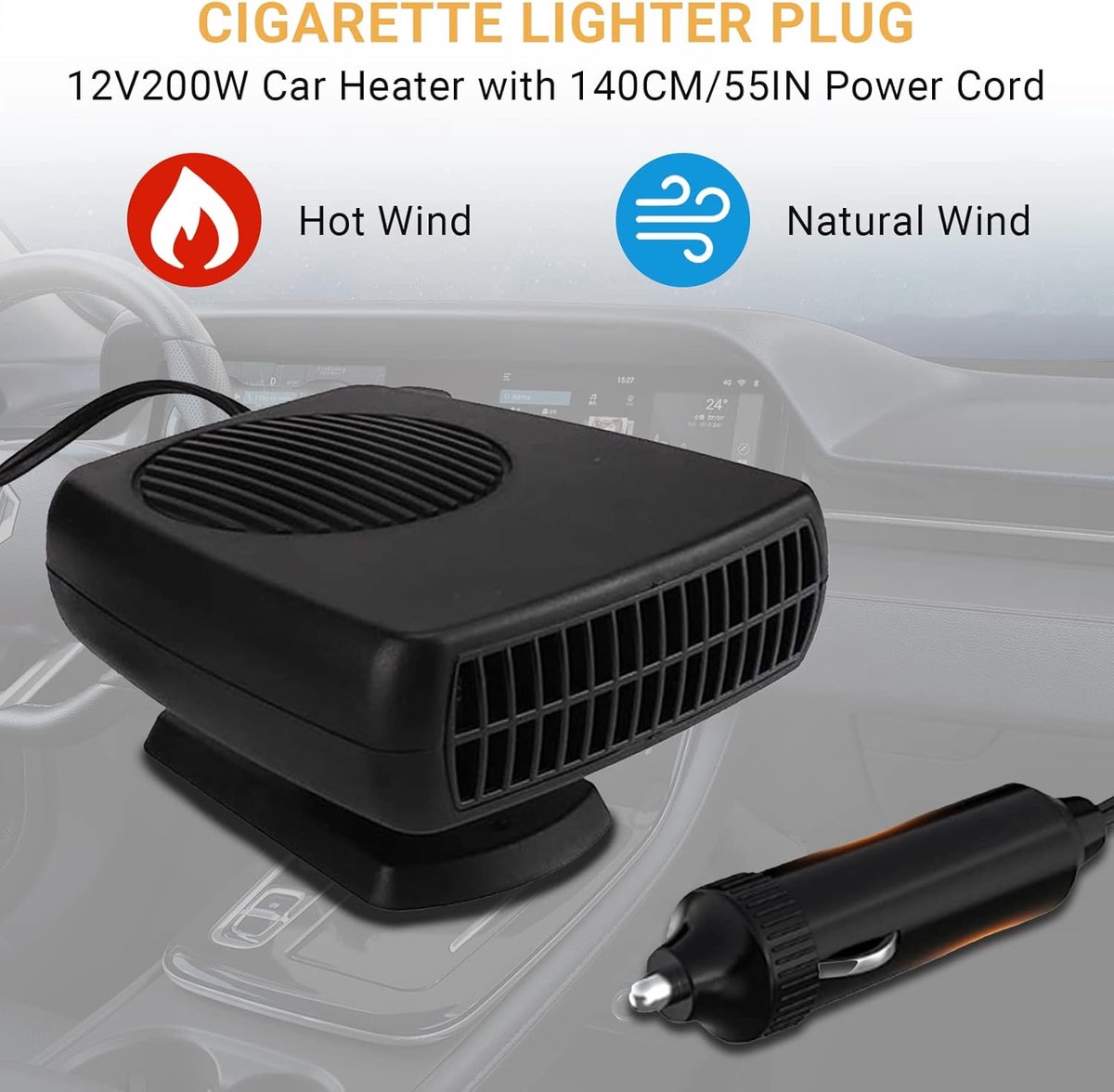 AVCXEC Autoverwarming, 12 V, 2-in-1 autoontwasemer, voorruit