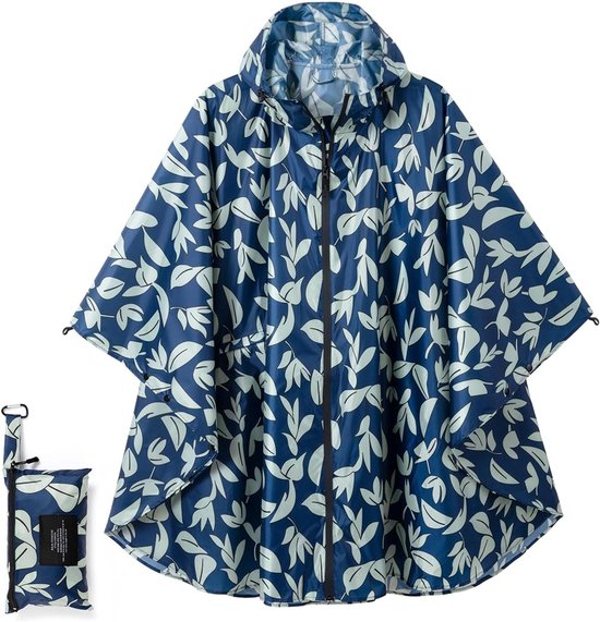 SaphiRose Poncho, lange damesregenjas met capuchon voor buiten, regenjas, windjack, Groen, XL