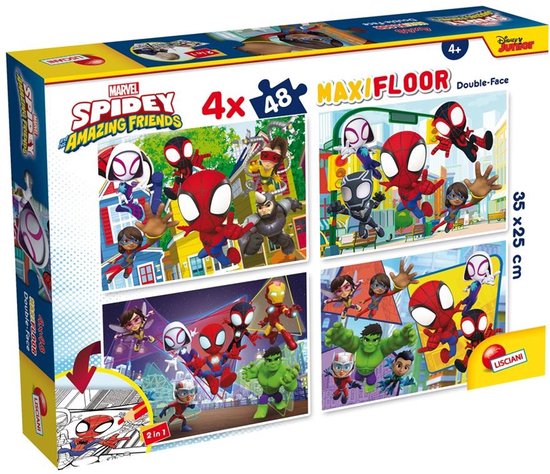 Lisciani - Puzzel - Maxi vloerpuzzel 4x48 stuks - Marvel Spidey amazing ...