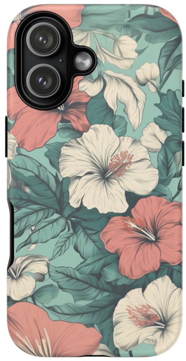 Pastel Hibiscus Bloemenpatroon – Telefoonhoesje Geschikt voor iPhone 17