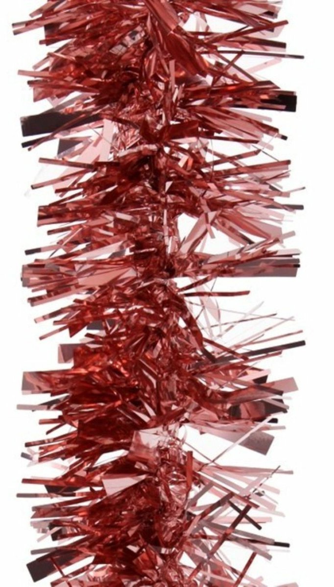 Gerimport Kerstslinger - 2x - rose goud - folie lametta - 180 x 7 cm - kerstboom versiering – foto 2