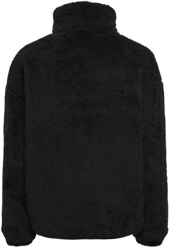 Zwarte, pluizige fleece jas met hoge kraag, van ONLY.