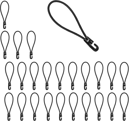 Verstellbar Spanngummi mit Haken, Expander mit Metallhaken 4er Set, 100cm Flach Gepäckspanner Schwarz Gummiseil, Extra Stark Gummispanner Gummibänder für Sonnensegel, Garten, Fahrrad, Auto, Tarps