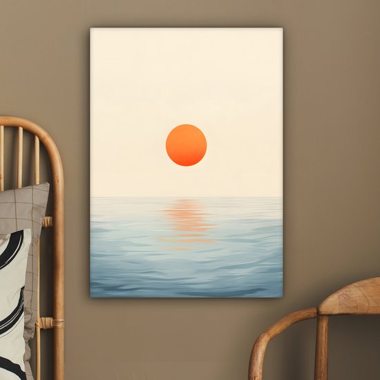 Tableau sur toile 60x80 cm - Décoration murale exclusive Soleil - Oranje - Mer - Décoration murale salon - Décoration chambre - Accessoires chambre - Peintures sur toile