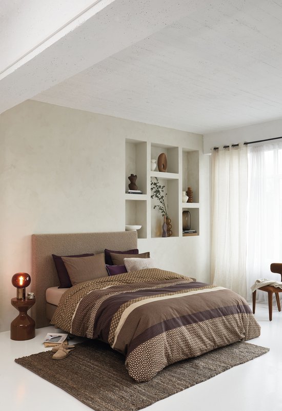 Beddinghouse Fera dekbedovertrek - Eenpersoons - 140 x 200/220 cm - Bruin van Merkloos — afbeelding 2