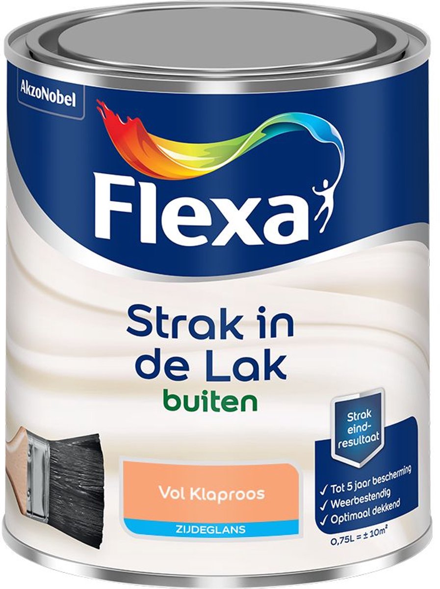 Flexa - Strak in de Lak Buitenlak Zijdeglans - Vol Klaproos - Mengverf - 0.75 L