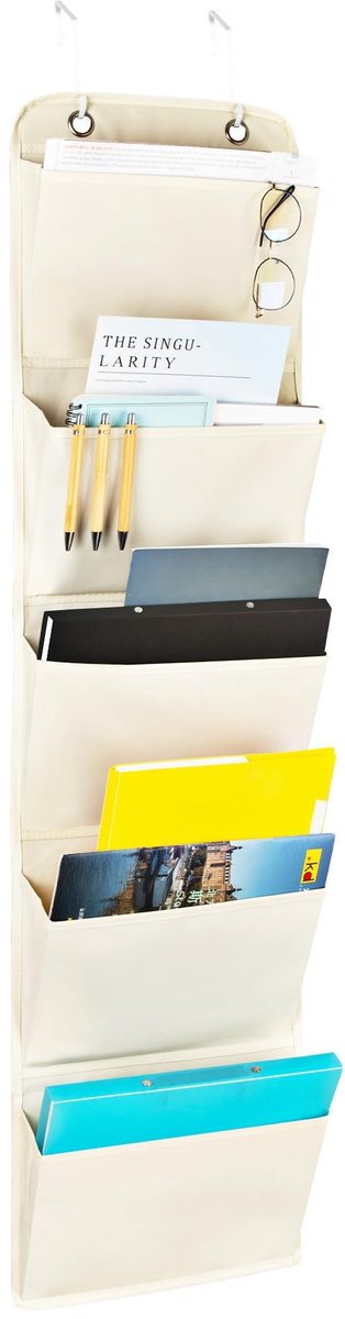Ibenzoa Hangende documentorganizer met 5 vakken voor thuis, kantoor en school beige