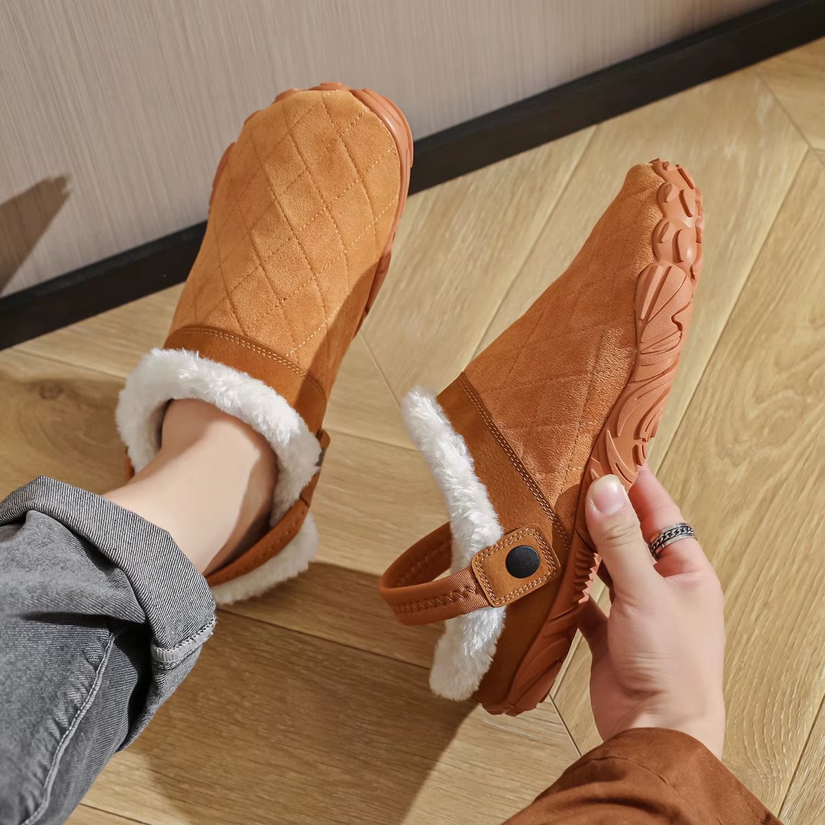 Warme Pantoffels Heren & Dames Maat 40 – Winter Slippers met Brede Teen – Katoenen Antislip Huissloffen voor Binnen en Slaapkamer – Comfortabele Thuis Slippers