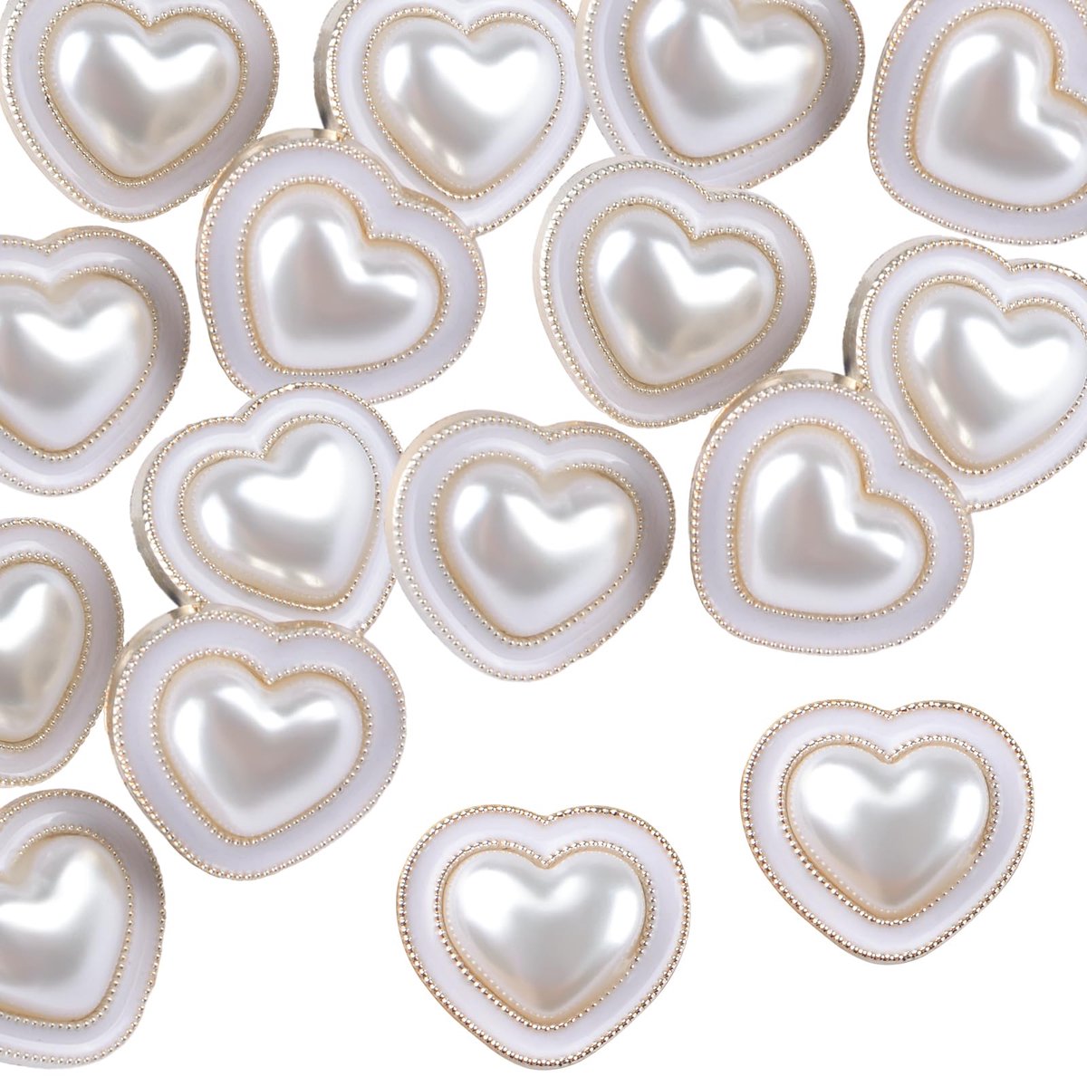 30 stuks witte parelknopen met gouden rand, nepparel kleding knopen hart vintage acryl knopen bulk voor kleding jurk shirt