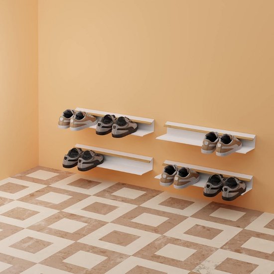 Avilia Schoenenrek En Laarzenhouder Met Planken, Van Metaal, 68,5 X 100 300 26 3 Cm Wit 2928367719