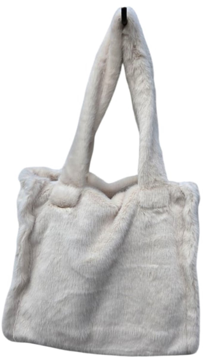Fluffy Schoudertas - Shopper - Beige