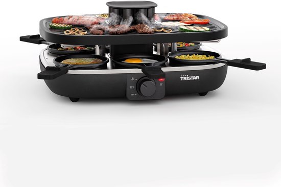 Tristar Gourmetset - RA-2760 Clean Air - Ingebouwde afzuiging - 1100W - Bakplaat 6 personen - Zwart - Pasen