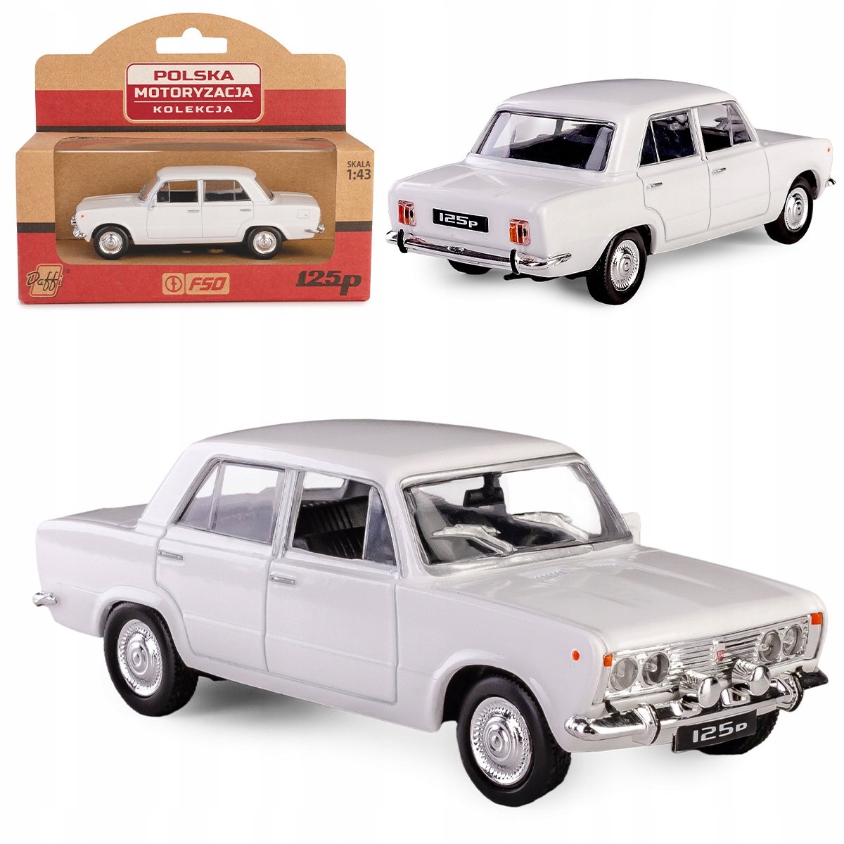 Fiat 125P Modelauto 1:43 Wit - PRL Collectie