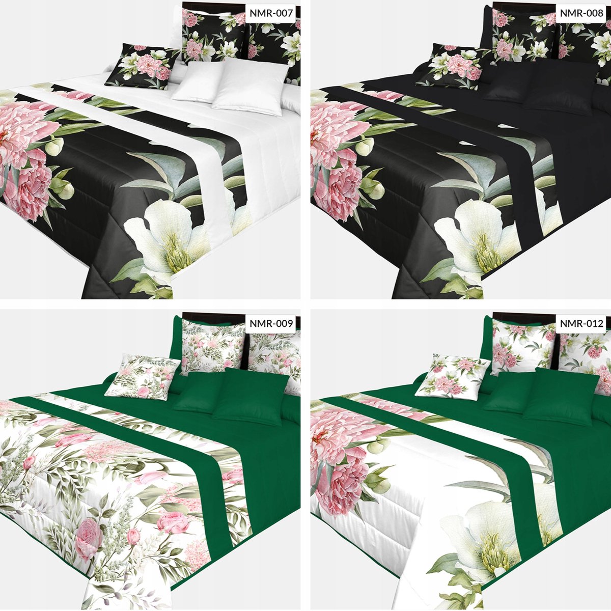 Stijlvolle gewatteerde sprei 240x240 cm met bloemmotief