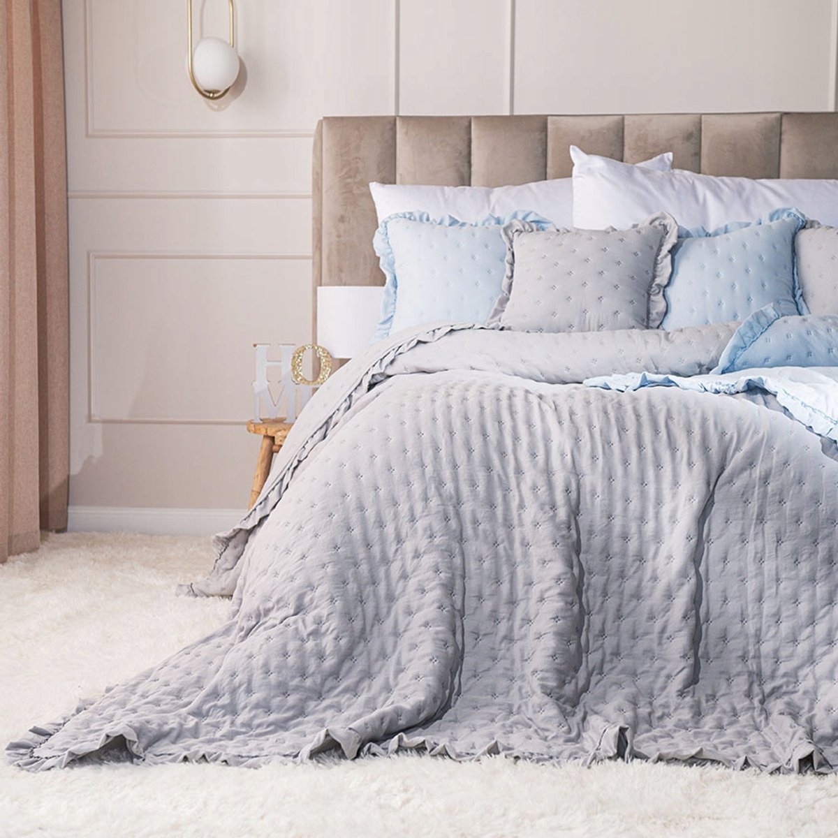 Decoratieve Bedsprei 170x210 cm Grijs - Stijlvolle Sierdeken voor Bank