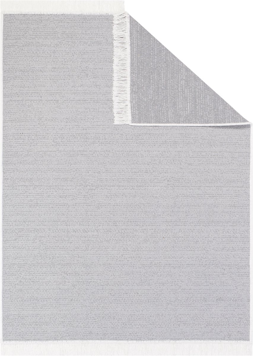 Tapiso Azteca Vloerkleed Grijs Franjes Woonkamer Katoenen Dubbelzijdig Tapijt Maat- 120x170