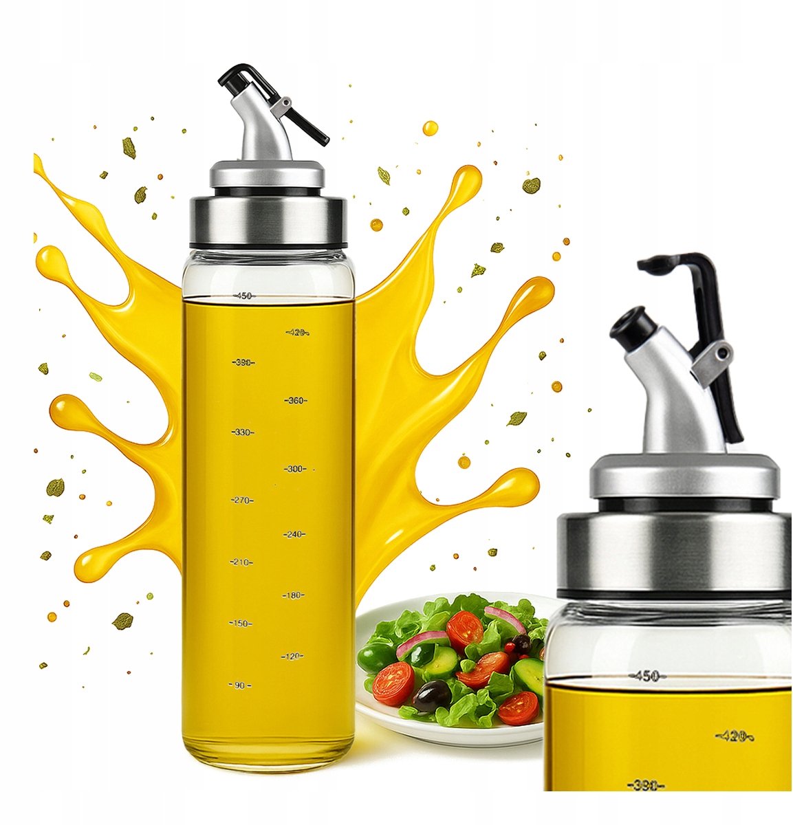 Glazen Doseerder 500 ml met Maatverdeling voor Olie, Saus, Azijn