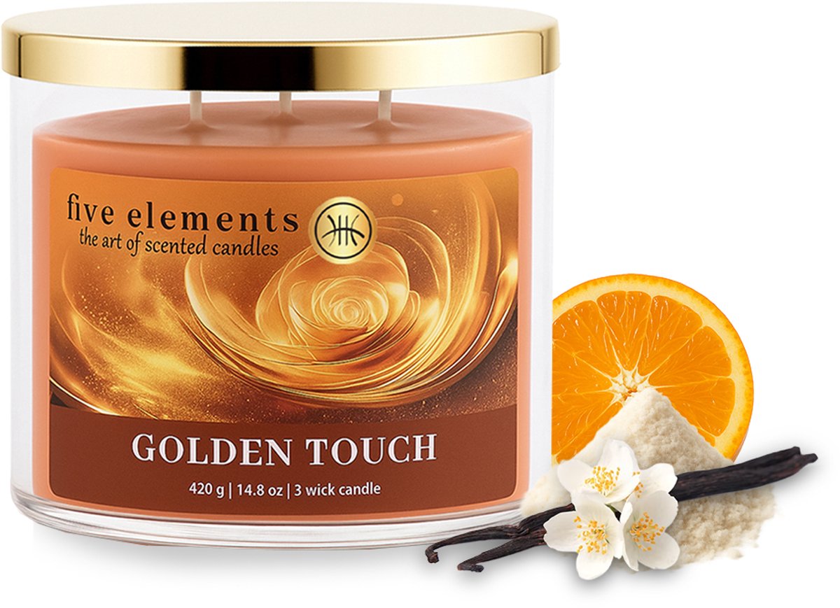Geurkaars Five Elements Golden Touch, 420 g, 3 lonten