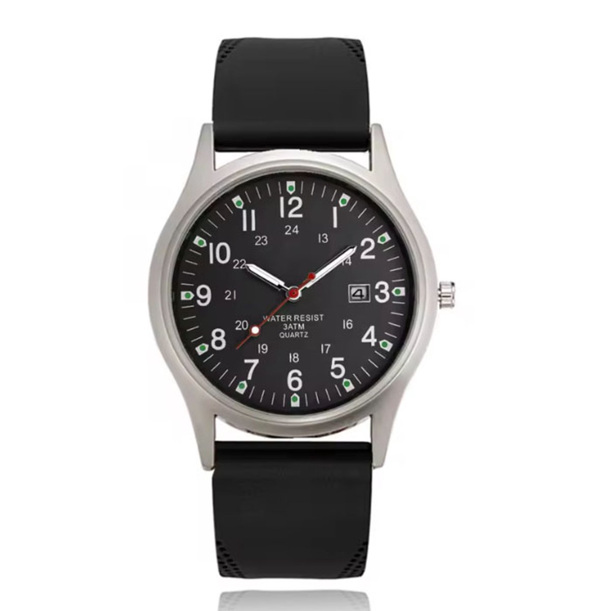 Klassiek zwart herenhorloge met datumweergave - Waterbestendig quartz uurwerk