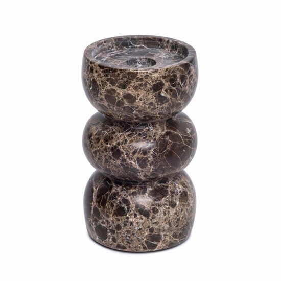 Mooïsa | Marbre | Chandelier | 15 cm | Empereur sombre | Bougie pour dîner | Bougie bloc | Marron