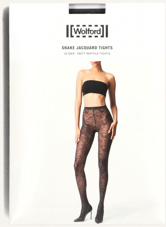 WOLFORD Collants Jacquard Bas Femme - Zwart - Taille L